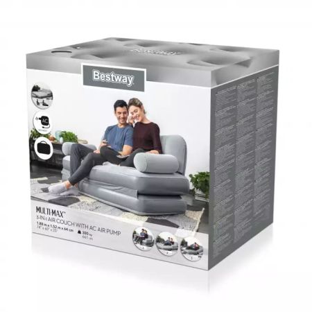 Надувной диван-трансформер 152х188х64см "Multi-Max 3-in-1" эл.насос 220В, Bestway 75073 BW