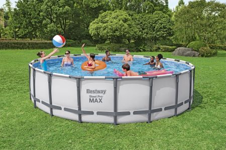 Каркасный бассейн Steel Pro Max 610x132см, 33240 л, фил.-нас. 9463 л\ч, лестн, тент, Bestway 561FM BW