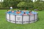 Каркасный бассейн Steel Pro Max 610x132см, 33240 л, фил.-нас. 9463 л\ч, лестн, тент, Bestway 561FM BW