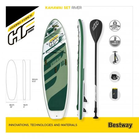 SUP-доска "Kahawai" 310x86x15см, насос, весло, лиш, ремнабор, сумка, до 140кг, Bestway 65308 BW