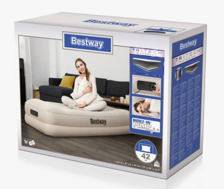 Надувная кровать 97х191х42см с подголовником, встр.насос 220В, до 150кг, Bestway 67694 BW