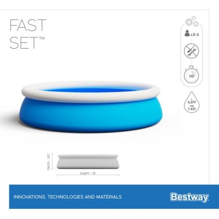 Бассейн Fast Set 366х76см, 5377л, фил.-насос 1249л/ч, Bestway 57274 BW