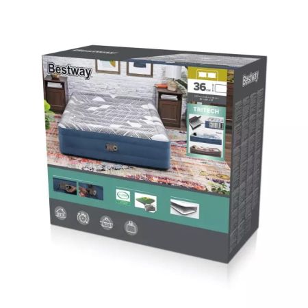 Надувная кровать 152х203х36см "Tritech Fashion Flock" эл.насос 220В, до 300кг, Bestway 6712Y BW