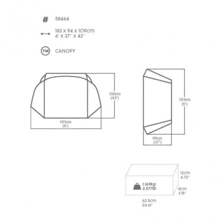Навес для СПА бассейнов, 183х94х109 см, Bestway 58464 BW