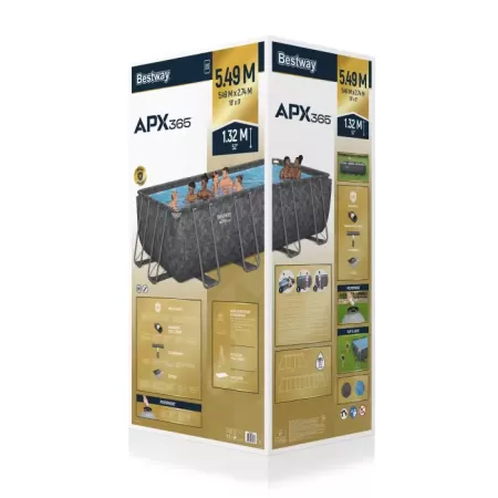 Каркасный прямоугольный бассейн 549х274х132см "APX" 365 16477л, песч.фил-нас, лестн, тент, полисферы, Bestway 561KA BW
