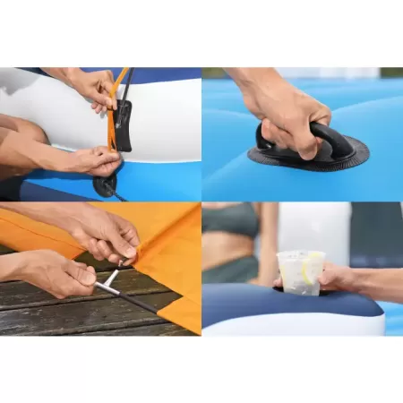 Надувной матрас-остров 389х274см "Tropical Breeze" с навесом, холодил., ручками и подст., до 540кг, Bestway 43105 BW