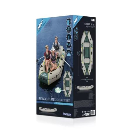 Надувная лодка "Ranger Elite X3 Raft Set" 295х130х46см, вёсла 152см, насос 62086, до 400кг, Bestway 65160 BW