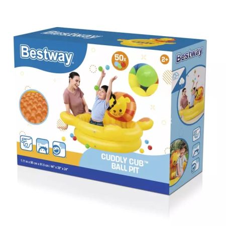 Детский надувной бассейн 111x98x61.5см "Львенок" с мячами (50шт), от 2 лет, Bestway 52261 BW