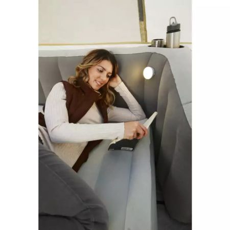 Надувная кровать 196х233х80см со спинкой, подстаканником и подсветкой, встр.насос 220В, до 300кг, Bestway 67620 BW