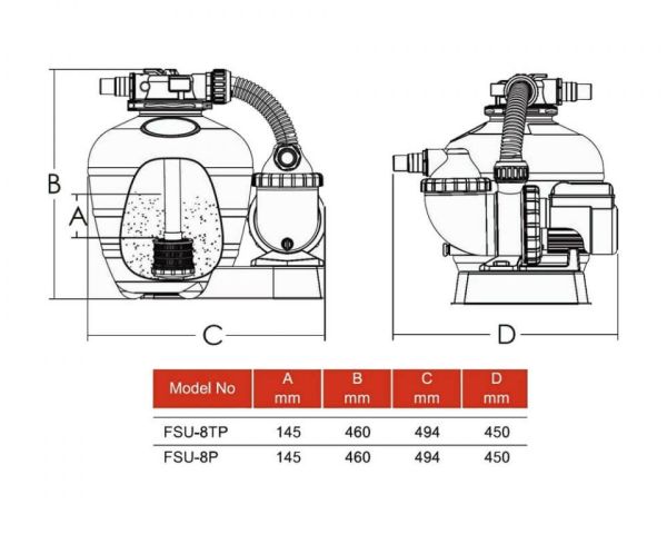 Песочный фильтр-насос 8000л/ч, резервуар для песка 17кг, фракция 0.45-0.85мм, Emaux 88033669
