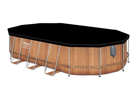 Каркасный бассейн Power Steel 610x366x122см "Камень" 20241л, фил.-нас. 9463л, лестн, гидромас, подсв, Bestway 56719 BW