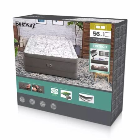 Надувная кровать 152х203х56см "Tritech Fashion Flock" встр.нас. 220В, до 300кг, Bestway 6713E BW