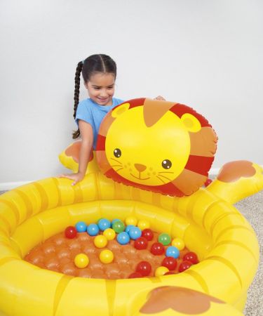 Детский надувной бассейн 111x98x61.5см "Львенок" с мячами (50шт), от 2 лет, Bestway 52261 BW
