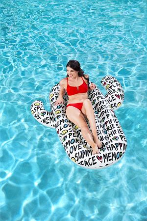 Надувной матрас-плот для плавания 185х155см "Летние цитаты - Кактус" до 90кг, Bestway 43260 BW