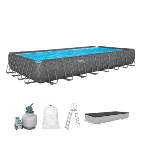 Каркасный прямоугольный бассейн 956х488х132см "APX" 365 52231л, песч.фил-нас, лестн, тент, полисферы, Bestway 561KJ BW
