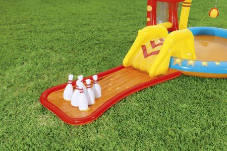 Игровой центр 435х213х117см "Маленькие чемпионы" с разбрыз., горкой и игрушками, 314л, от 2 лет, Bestway 53068 BW