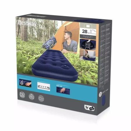 Надувной матрас 76х185х28см с подголовником, встр.ножной насос, до 150кг, Bestway 67223 BW