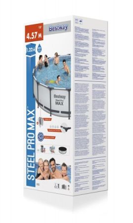 Каркасный бассейн Steel Pro Max 457х122см, 16015л, фил.-насос 3028л/ч, лестница, тент, Bestway 56438 BW
