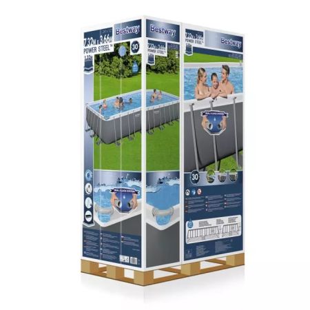 Каркасный бассейн Power Steel 732х366х132см, 30045л, песч.фил.-нас. 5678л/ч, лестн., тент, попл.-доз, Bestway 56475 BW