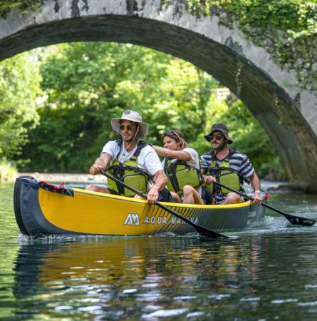 Надувная байдарка (каноэ) "Tomahawk AIR-C" 478x88см, насос, сиденье, киль, рюкзак, до 260кг, Aqua Marina AIR-C