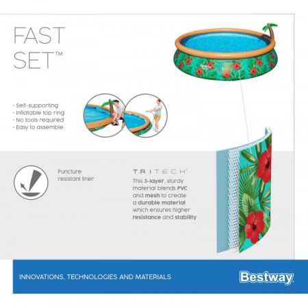 Бассейн Fast Set 457х84см, 9677л, фил.-насос 2006л/ч, Bestway 57416 BW
