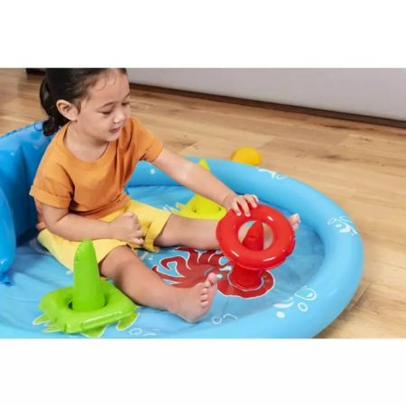 Детский надувной бассейн 115х89х76см "Морская ракушка" с навесом,  45л, от 6 мес, Bestway 52568 BW