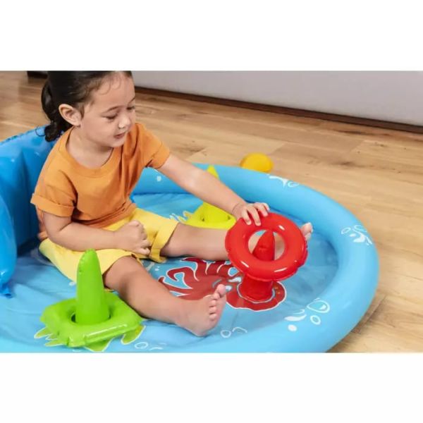 Детский надувной бассейн 115х89х76см "Морская ракушка" с навесом,  45л, от 6 мес, Bestway 52568 BW