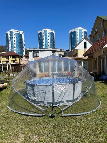Круглый купольный тент павильон Pool Tent 4,5м. для бассейнов и СПА, серый, Pool Tent PT450-G