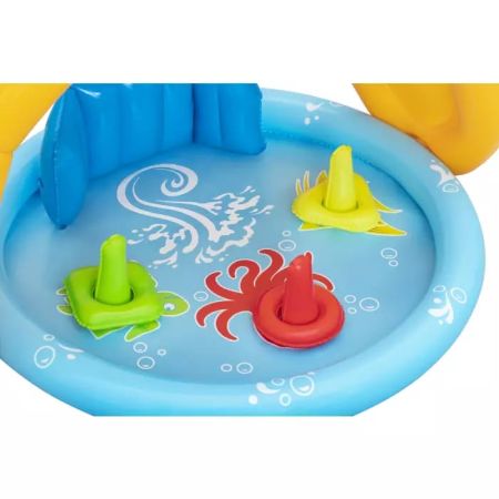 Детский надувной бассейн 115х89х76см "Морская ракушка" с навесом,  45л, от 6 мес, Bestway 52568 BW