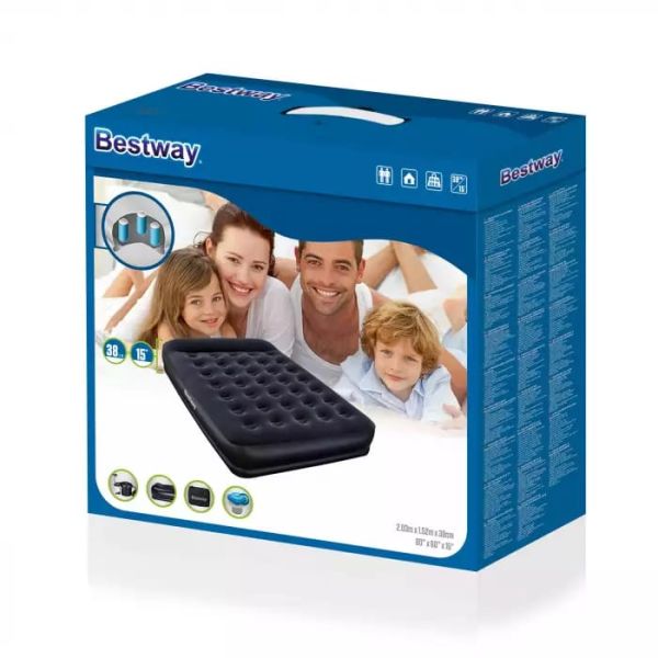 Надувная кровать Restaira Air Bed with Ac Air Pump(Queen) 203х152х38 см, электронасос в комплек, Bestway 67457 BW