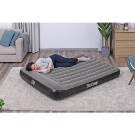 Надувной матрас 152х203х30см с подголовником, встр.насос 220В, до 300кг, Bestway 67464 BW