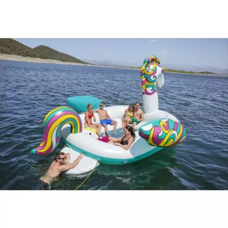 Надувной матрас-остров для плавания 590х404см "Единорог" с ручками и подстаканниками, до 540кг, Bestway 43228 BW