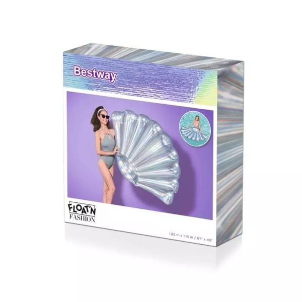 Надувной матрас-плот для плавания 185х114см "Радужная ракушка" до 90кг, Bestway 43414 BW