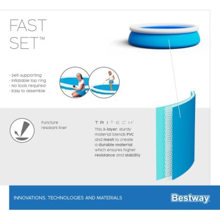 Бассейн Fast Set 366х76см, 5377л, фил.-насос 1249л/ч, Bestway 57274 BW
