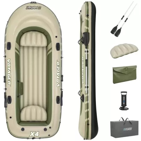 Надувная лодка "Voyager X4 Raft" 350х145см, вёсла 62064, насос 62003, до 480кг, Bestway 65156 BW