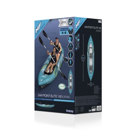 Надувная байдарка "Waypoint Elite X2" 382x101x35см, 2 весла, насос, Bestway 65167 BW