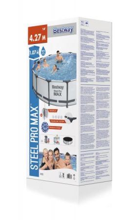 Каркасный бассейн Steel Pro Max 427х107см, 13030л, фил.-насос 3028л/ч, лестница, тент, Bestway 56950 BW