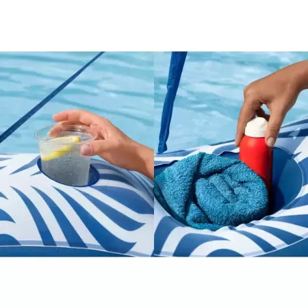 Надувной матрас для плавания 198x112см с навесом, сеткой, отсеком для хранения и подстаканником, Bestway 43732 BW