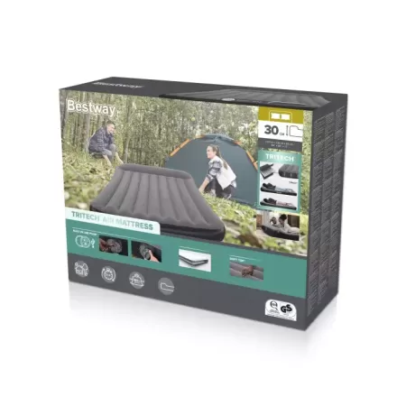 Надувная кровать 203х152х30см с подголовником, встр.насос USB 5В, до 300кг, Bestway 671BS BW
