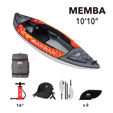 Надувной каяк "Memba-330" 330x90см, весло, сиденье, киль, сумка, до 110кг, Aqua Marina ME-330