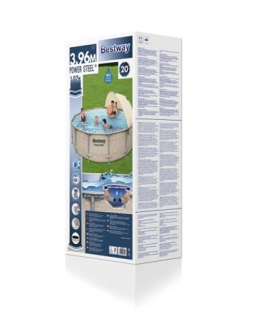 Каркасный бассейн Power Steel 396x107см 11133л, фил.-насос 2006л/ч, лестн., тент, попл.-доз., навес, Bestway 5614V BW