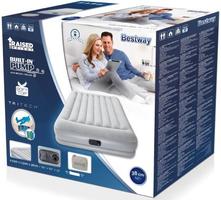 Надувная кровать 152х203х38см "Tritech" встр.нас. 220В, до 300кг, Bestway 67632 BW