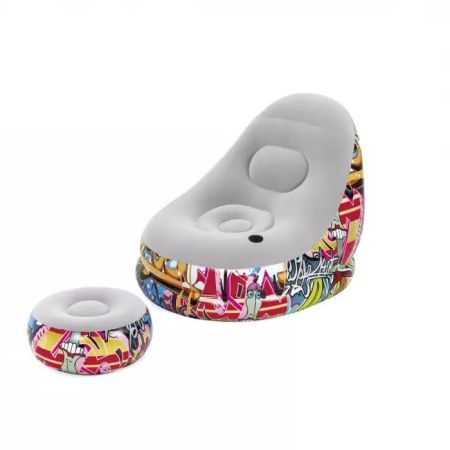Надувное кресло 100х121х86см "Comfort Cruiser Graffiti" с пуфиком 54х54х26см, Bestway 75076 BW