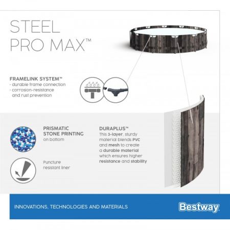 Каркасный бассейн Steel Pro Max 366х100см, 9150л, фил.-насос 2006л/ч, лестница, Bestway 5614X BW