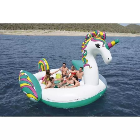 Надувной матрас-остров для плавания 590х404см "Единорог" с ручками и подстаканниками, до 540кг, Bestway 43228 BW