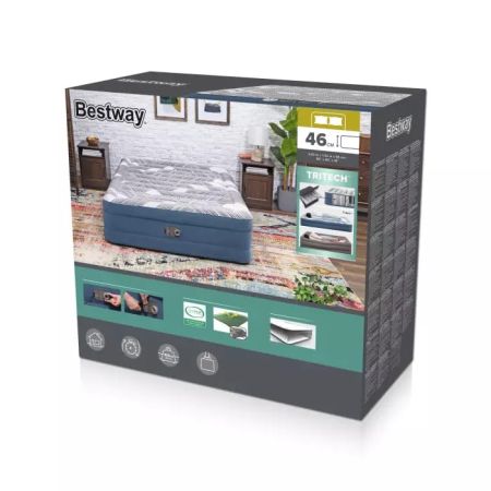 Надувная кровать 152х203х46см "Tritech Fashion Flock" встр. эл.насос 220В, до 300кг, Bestway 6713C BW