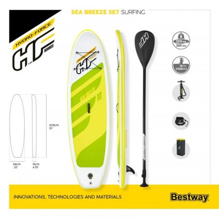 SUP-доска "Sea Breeze" 305х84х12см, насос, весло, лиш, ремнабор, сумка, до 120кг, Bestway 65340 BW