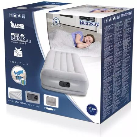 Надувная кровать 97х191х38см "Tritech" встр.нас. 220В, до 300кг, Bestway 67626 BW