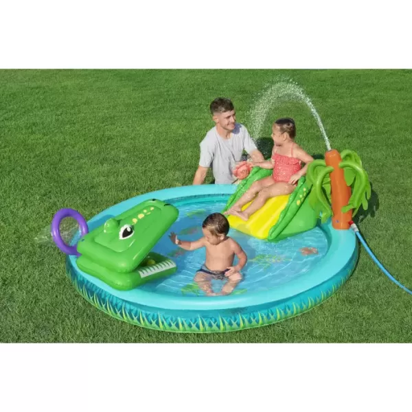 Игровой центр 224х181х72см "Crocodile Cove" с горкой, мячами и игрушками, от 2 лет, Bestway 53166 BW