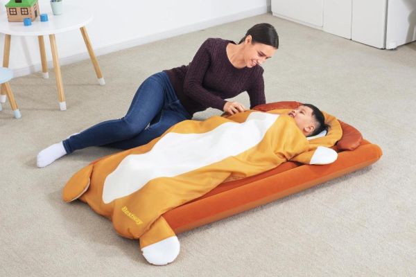 Детский надувной матрас 76х132х10см "Щенок" со спальным мешком, Bestway 68109 BW